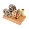 Steam Engine Model Kit That Works, 5CC Horizontal Twin-Cylinder Dual Flywheel Water-Cooled OHV Gasoline Engine with Wooden Base for Physics Science Experiment Demonstration view 1