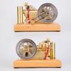 Steam Engine Model Kit That Works, 5CC Horizontal Twin-Cylinder Dual Flywheel Water-Cooled OHV Gasoline Engine with Wooden Base for Physics Science Experiment Demonstration view 3