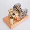 Steam Engine Model Kit That Works, 5CC Horizontal Twin-Cylinder Dual Flywheel Water-Cooled OHV Gasoline Engine with Wooden Base for Physics Science Experiment Demonstration view 4