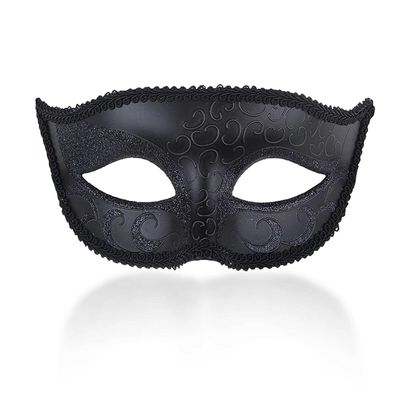 AMWYODK Venetian mask men's masquerade mask, suitable for Halloween, Easter party, carnival, club costume mask. (Black)