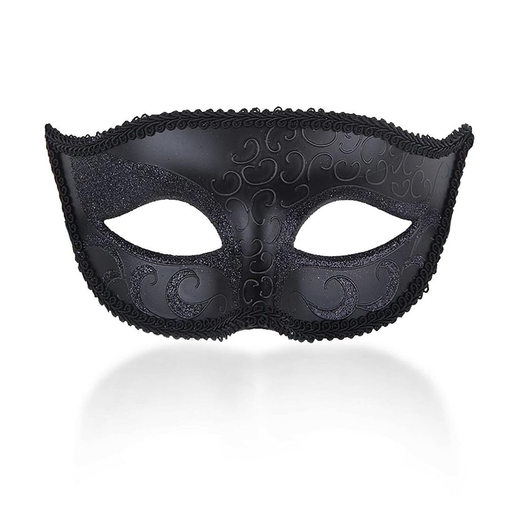 AMWYODK Venetian mask men's masquerade mask, suitable for Halloween, Easter party, carnival, club costume mask. (Black)