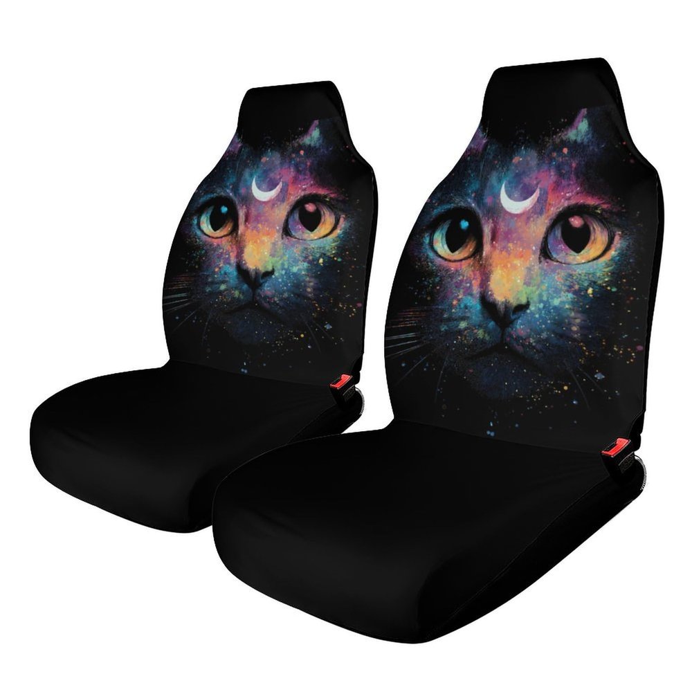 Cute Cat Galaxy Funny Car Headrest Covers Print Seat Head Rest Protector Case Fits for Most Cars