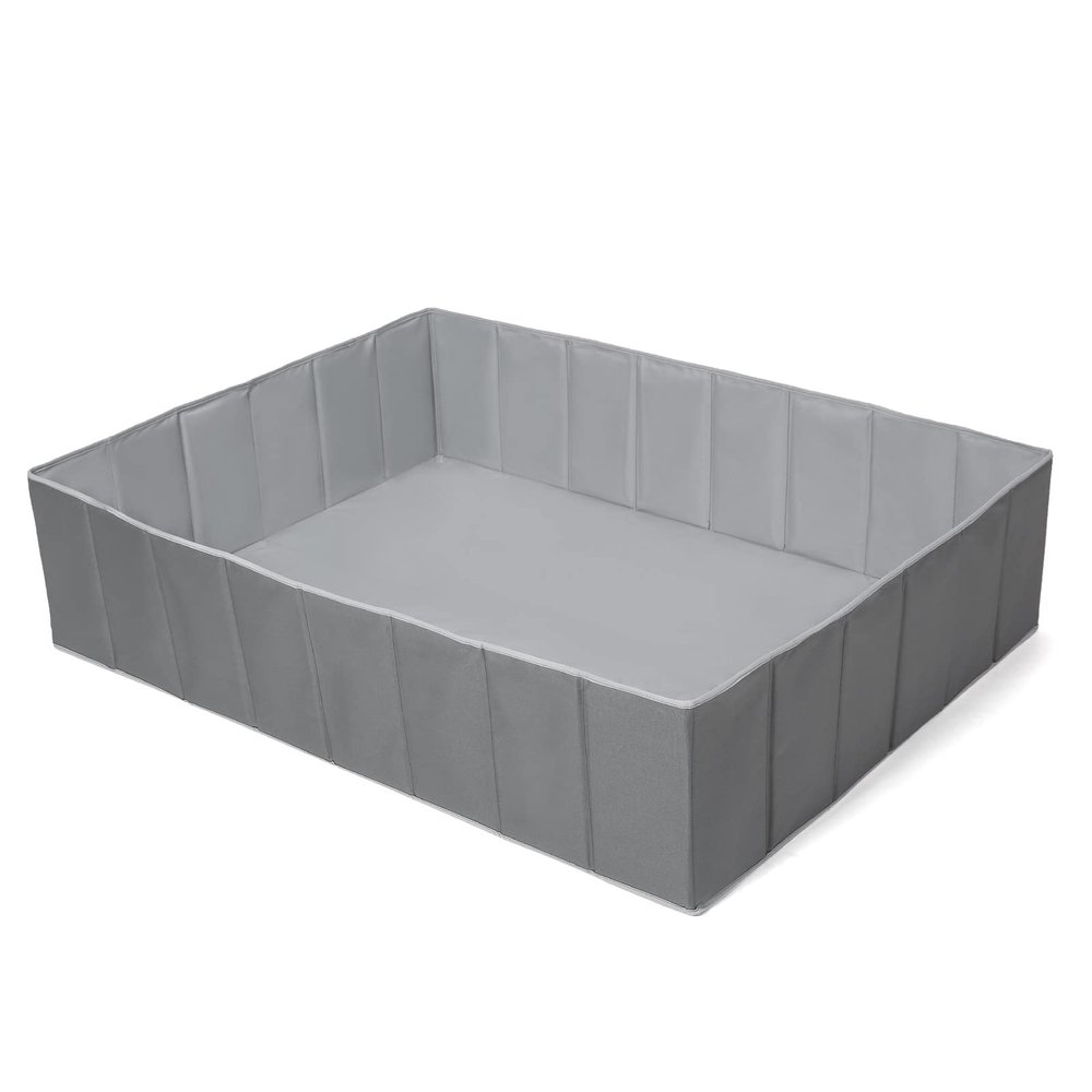 Ball Pit for Toddlers Baby Girls Boys Dogs with Play Mats as Playpen, Fence, Rectangle Oxford Cloth Portable & Foldable (Gray)