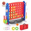 Giant Sports & Game Tower, 33.5 Inch Height Adjustable in 3 Levels, Includes Basketball Hoop, Golf, Ring Toss, 4-in-a-Row & Storage Box (Blue/Red) view 1