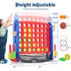 Giant Sports & Game Tower, 33.5 Inch Height Adjustable in 3 Levels, Includes Basketball Hoop, Golf, Ring Toss, 4-in-a-Row & Storage Box (Blue/Red) view 2