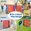 Giant Sports & Game Tower, 33.5 Inch Height Adjustable in 3 Levels, Includes Basketball Hoop, Golf, Ring Toss, 4-in-a-Row & Storage Box (Blue/Red) view 3