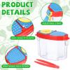 Halloscume 12 Pack Insect Bug Viewer Kit with Tweezers Explorer Outdoor Set Bug Catcher Containers for Insects Magnifying Box (Magenta and Green, Dark Red and Blue, Yellow and Green, Brown and Beige) view 3