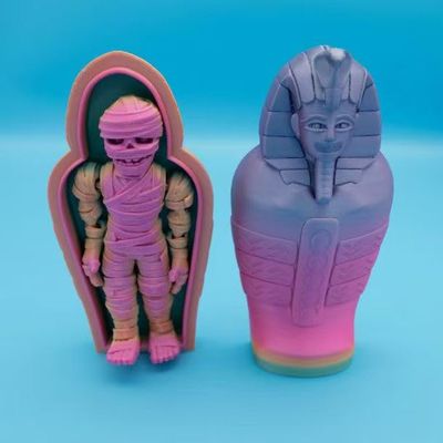 3D Printed Egyptian Mummy Collectible Figurine- Unique Replica Toy for Collectors & Archaeology Enthusiasts, (Rainbow)