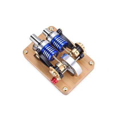 Stirling Engine Model Kit That Works, Alpha-Type Twin-Cylinder Twin-Piston Hot Air Stirling Engine for Physics Science Experiment Demonstration