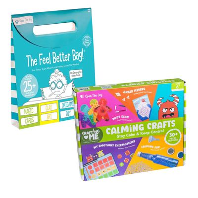 Open The Joy Kids Emotional Wellness & Recovery Bundle  Feel Better Bag with 25+ Activities + Calming Crafts Kit for Mindfulness, Sensory Play & Stress Relief | Get Well Soon Gift for Ages 4+
