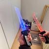 AOCQM Weapons Dual-Blade Sword | Reversible Hilt 2-in-1 Red/Blue Light Sword | Swing-to-Extend Plug-in Retract Retractable Blade Fidget Toy Cosplay Prop & Collectors Item Valentines Day Gifts for Him view 4
