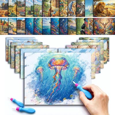 24pc Reusable Water Painting Books for Seniors: Mess-Free Dementia Activity with 2 Pens & 5 Themes (Animals, Pets, Farm, Ocean, Vintage) | Sensory Relaxing Gift for Alzheimers Care & Nursing Home