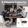 SereneLife 8 Player Octagonal Foldable Poker Table, Casino Leisure Texas Holdem Table, w/Water Resistant Cushioned Rail, 8 Cup Holders, Brown Felt Surface, Black Jack Board & Family Games view 2