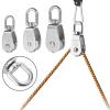 1pcs M15 Single Wheel Swivel Pulley Block,304 Stainless Steel Wire Rope Lifting Swivel Hook Clothesline,Double-Sided Bearing 360 Degree Rotary Roller Pulley view 4