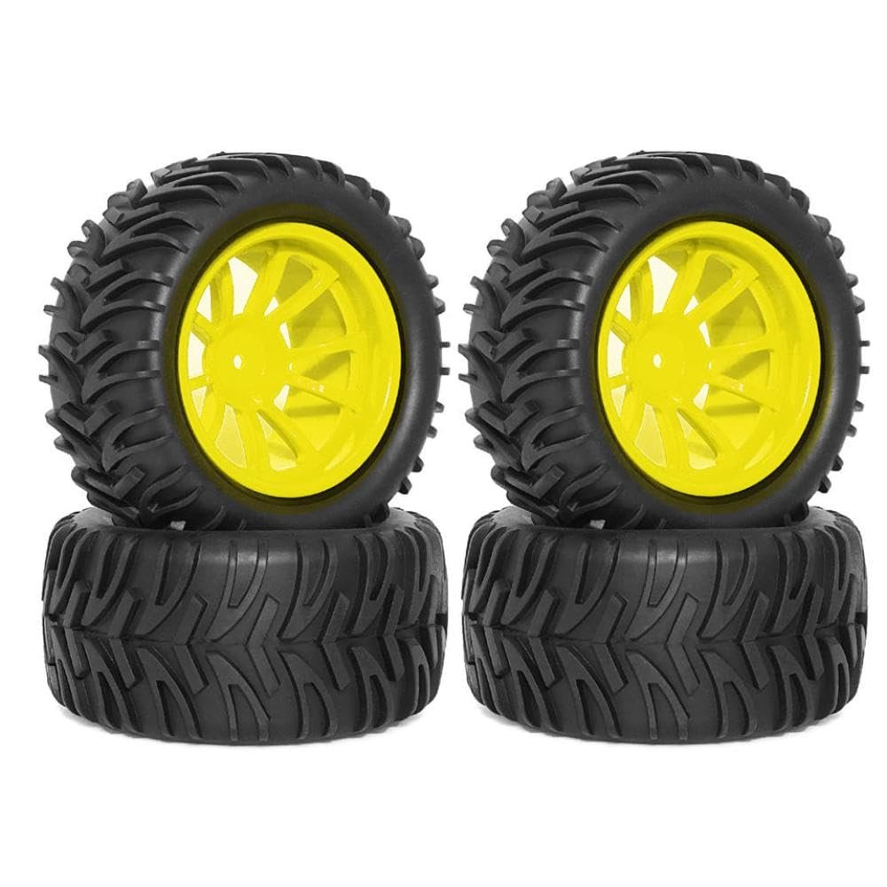 12mm Hex RC Buggy Tire Wheel Foam Inserts 128MM 1/10 Scale Compatible with 12mm Hex Hub RC Cars(Yellow)
