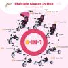 BABY JOY Kids Tricycle, 8-in-1 Folding Toddler Trike w/Push Handle, Removable & Adjustable Canopy, 5-Point Safety Harness, Rotatable Seat & Storage Pocket, Pushing Toddler Bike for 1-6 (Pink) view 2