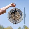 10 Inch Owl Wind Spinner, 3D Laser Cut Metal Hanging Kinetic Wind Rustproof Sculpture for Garden Yard Art Indoor Outdoor Window Porch Decor, Women Mom Wife Mothers Day Idea view 2