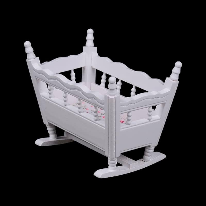 1:12 mini Miniature Wooden Crib Cradle Bed for Bad Room DIY Scene Small House Home Furniture Craft Model Figurine Building