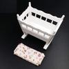 1:12 mini Miniature Wooden Crib Cradle Bed for Bad Room DIY Scene Small House Home Furniture Craft Model Figurine Building view 3
