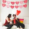 2 Pack Red Heart Banner Garland Valentines Day Decorations Hanging Valentine's Day Banners for Wall, for Pre-Strung Romantic Heart Bunting for Anniversary Wedding Engagement Party Decorations Supplies view 4