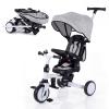 BABY JOY Kids Tricycle, 8-in-1 Folding Toddler Trike w/Push Handle, Removable & Adjustable Canopy, 5-Point Safety Harness, Rotatable Seat & Storage Pocket, Pushing Toddler Bike for 1-6 (Gray) view 1