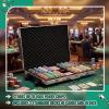 Dansydaisy 1000 Pcs Large Capacity Rolling Poker Chip Case Empty with Wheels and Telescoping Handle, 23.6" x 15" Aluminum Trolley Storage Case for Casino Tournament Travel (No Chips Included) view 4