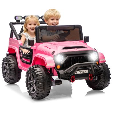 24V 2-Seater Electric Ride on Car for Kids, Ride on Car Toy for Kid,4x4 Truck with Remote Control,Spring Suspension, 3 Speeds, LED Lights, Bluetooth
