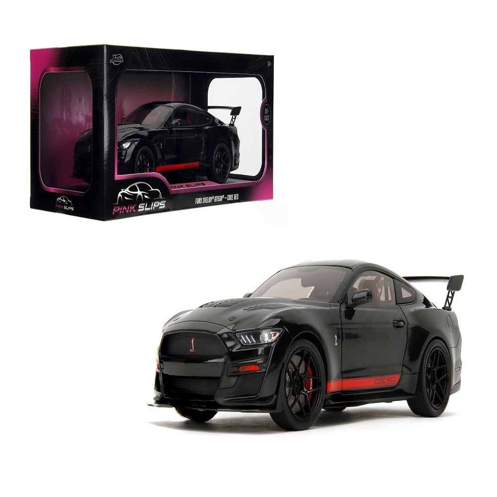 1:18 Scale Diecast Model Car Compatible for 2022 Ford Shelby GT500 Black, Jada Toys Pink Slips 36385