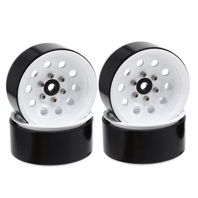 1.9" 113g Metal Beadlock Wheel Rim Hub Compatible with 1 10 Scale RC Crawler Car Fits Gen8 Models(White)