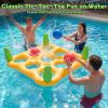 2 in 1 Pool Toys Games Set Inflatable Pool Float with 10 Balls & 8 Rings Tic-Tac-Toe Pool Games for Adults Kids, Fun Summer Party Beach Outdoor Yard Game, Yellow view 2