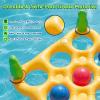 2 in 1 Pool Toys Games Set Inflatable Pool Float with 10 Balls & 8 Rings Tic-Tac-Toe Pool Games for Adults Kids, Fun Summer Party Beach Outdoor Yard Game, Yellow view 3