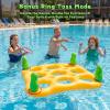 2 in 1 Pool Toys Games Set Inflatable Pool Float with 10 Balls & 8 Rings Tic-Tac-Toe Pool Games for Adults Kids, Fun Summer Party Beach Outdoor Yard Game, Yellow view 4