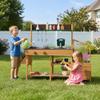 CHEFJOY Mud Kitchen, Wood Pretend Kitchen for Toddlers, Independent Plant Growing Box & Trellis, Real Faucet with All Accessories, Running Water, Sink, Outdoor Playset for Boys Girls Aged 3+ (Brown) view 2
