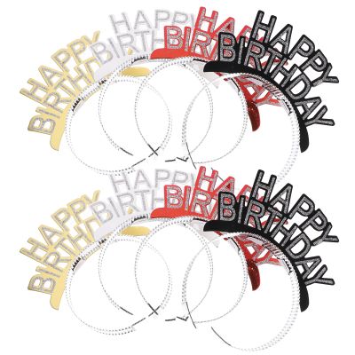 BESPORTBLE 8Pcs Birthday Headband Party Headdress Set, Paper Birthday Headwear with Gold, Silver, Black, Red Colors for S Celebration and Holiday Decoration