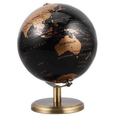 COHEALI Vintage Desktop Earth Globe with 14Cm Black Gold English Map and Antique Bronze Stand, Rotating Decorative World Globe for Home and Office Desk Decor