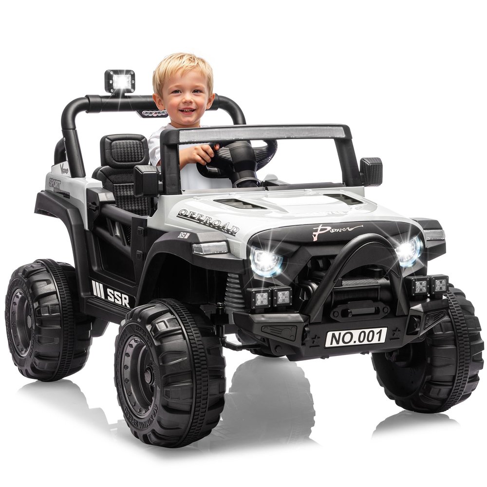 12V Kids Ride on Truck Car,12v Kids Ride-on Car with Parent Remote Control,Features Spring Suspension, Bluetooth Music, Horn, LED Lights & 3 Speed Settings