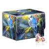 VOGDMKJG Trading Card Deck Box Fit 100+ Single Sleeved Cards,PU Leather Magnetic Closure Card Storage Box With 3 Dice For MTG/TCG/PTCG/Magic/Sport Card Storage Case Horizontal Design Blue Bird view 1