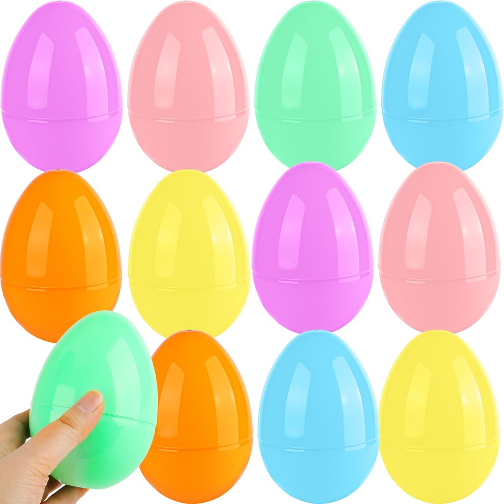 Barblog 12 Pcs 5 Inch/ 6 Inch/ 8 Inch Plastic Easter Eggs Fillable Assorted Macarons Eggs Large Empty Egg for Easter Filling Treats, Gift Baskets or Egg Hunt Dcor (Macarons 5 Inch )