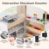 Costzon Kids Grocery Store Playset, Wooden Play Store w/Lights & Sound, Shopping Cart, Blackboards & Cash Register, Toddler Toy Grocery for Boys and Girls Ages 3+ (Natural, 35.5" x 31" x 41") view 3