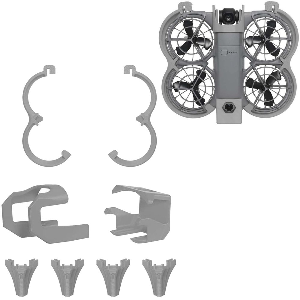 3-in-1 Anti-Collision Protection Set for DJI NEO2, Propeller Guards, 22mm Landing Gear, Lens Gimbal Bumper Guard & Tail Wing Protector, Lightweight Full-Body Shield for Safe Flight & Landing (Gray - No Image Transmission)