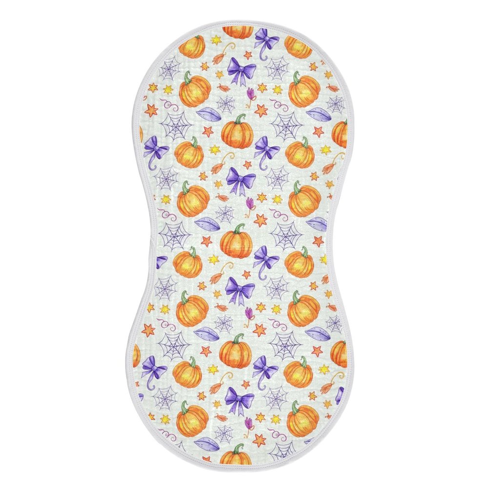 WIFIU Pumpkins Spiders Bows Stars Baby Muslin Burp Cloths for Newborn Boys Girls, 4 Layer Cotton Soft Absorbent Baby Burping Washcloths 1 Pack