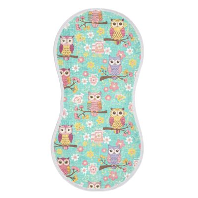 WIFIU Owl Floral Branch Tea Cup Baby Muslin Burp Cloths for Newborn Boys Girls, 4 Layer Cotton Soft Absorbent Baby Burping Washcloths 1 Pack