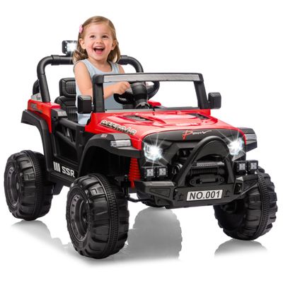 12V Kids Ride on Truck Car,12v Kids Ride-on Car with Parent Remote Control,Features Spring Suspension, Bluetooth Music, Horn, LED Lights & 3 Speed Settings