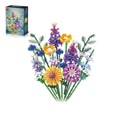 Artificial Botanical Flower Bouquet Building Blocks Set, 1183Pcs DIY Wildflower & Tropical Flower, Home Office Desk Decor, Gift for 14+ Girls Women Teens Birthday Mother's Day Christmas Anniversary