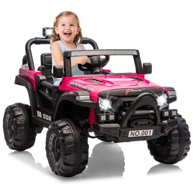 12V Kids Ride on Truck Car,12v Kids Ride-on Car with Parent Remote Control,Features Spring Suspension, Bluetooth Music, Horn, LED Lights & 3 Speed Settings