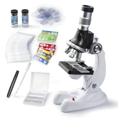 115 Pcs Microscope Science Kit for Kids with 100X-1200X Magnification,Equiped with Prepared and DIY Blank Slides Microscope for Beginner Boys Girls