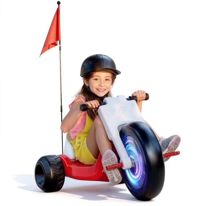 Big Wheel Tricycle with Adjustable Seat for Child 66 lbs, 25V Toy 3-6 MPH Max Speed & 45 Mins Max Long Lasting,Electric Tricycle for Kids 3+ Years