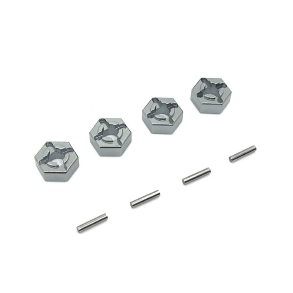 12mm Metal Wheel Hex Hub Adapter Compatible with 1 16 Scale RC Cars Models 16101 16102 16103 16104 16106 16201 Upgrade Parts(Grey)