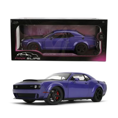 1:18 Scale Diecast Model Car Compatible for Dodge Challenger Demon Purple Jada Toys Pink Slips 36473