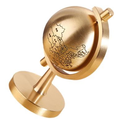 BESPORTBLE Brass Rotating Desktop Globe with Base for Home and Office Decor, Small Tabletop Globe Educational for Adults and